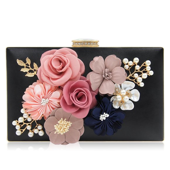 Evening Bag, Flower Wedding Evening Clutch Purse Bride Floral XD - Picture 1 of 8